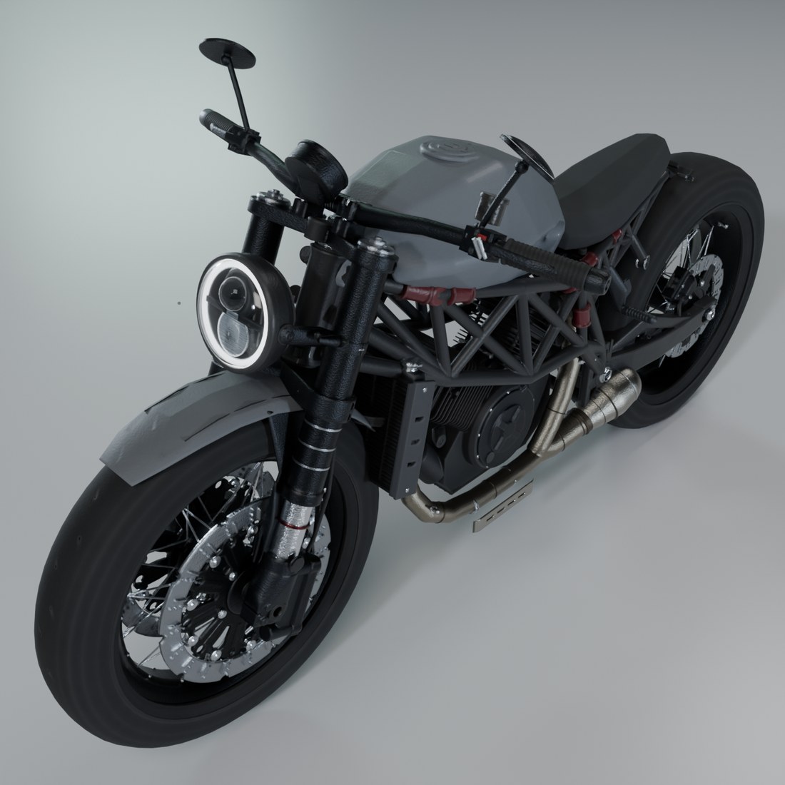 Painted motorcycle rolling chassis, Blender Cycles PBR render